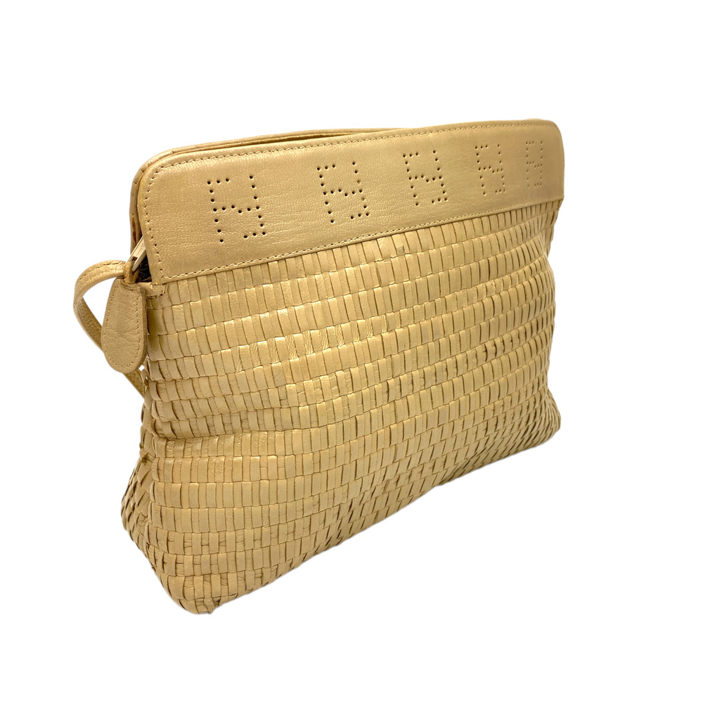 Vintage Fendi Vintage Tan Woven Leather Crossbody Bag Purse - Picture 5 of 12